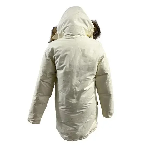 Woolrich Arctic Parka Coat Winter Jacket Vintage Designer Beige Size XS Unisex - Picture 8 of 10